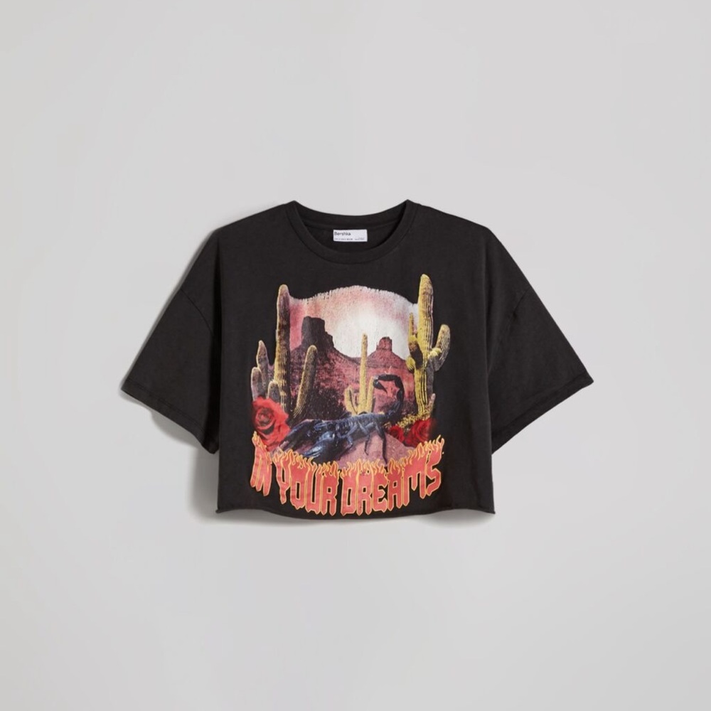 Graphic Desert Crop Top - Bershka